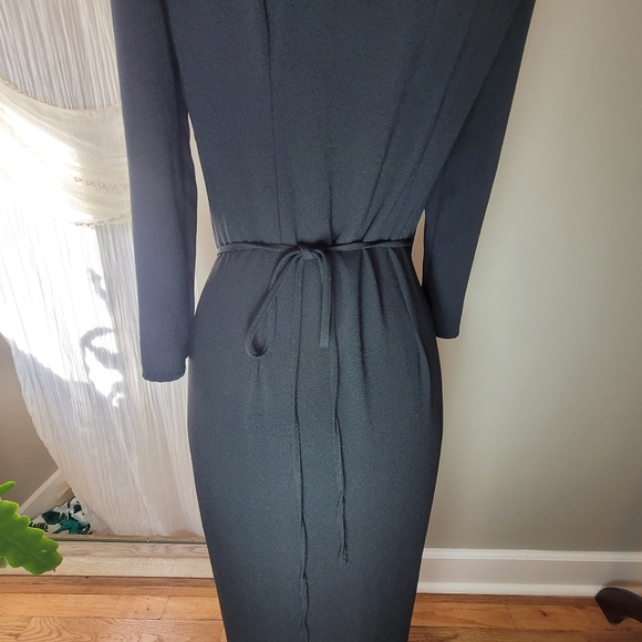 American Apparel Black Tulip Hem Maxi Wrap Dress Size Medium - Picture 2 of 6